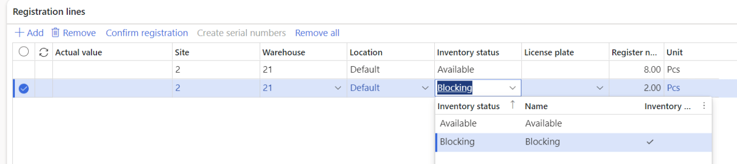 How to block inventory during product receipt for Basic Warehouses